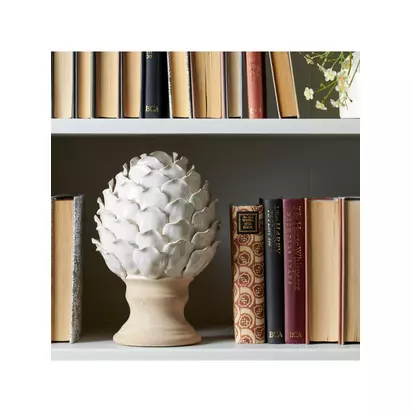 Neptune Suthfield Large Stoneware Artichoke Ornament, Off White Off White | H27.50 x W18.30 x D18.30cm