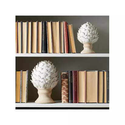 Neptune Suthfield Large Stoneware Artichoke Ornament, Off White Off White | H27.50 x W18.30 x D18.30cm