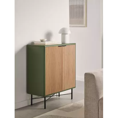 John Lewis Ridge 2 Door Cabinet, Avocado Avocado Green | H91 x W35 x D76cm