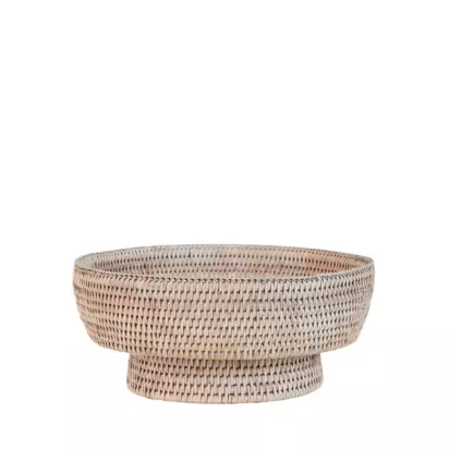 Neptune Ashcroft Rattan Fruit Bowl, 30cm, Natural/White Washed Natural/White Washed | H12.50 x W30 x D30cm