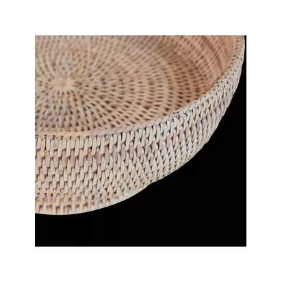 Neptune Ashcroft Rattan Fruit Bowl, 30cm, Natural/White Washed Natural/White Washed | H12.50 x W30 x D30cm
