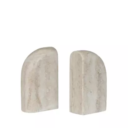 Neptune Malborough Round Marble Bookends, Set of 2, Natural Natural | H1.52 x W14 x D14cm