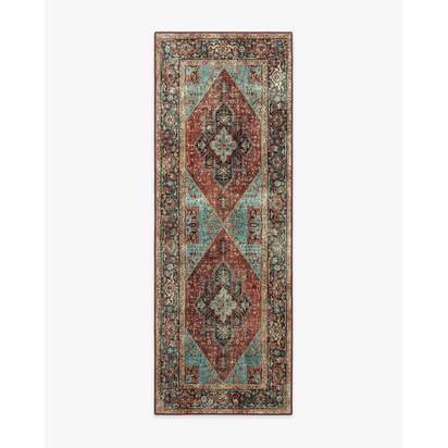 Santiago Crimson & Light Blue Rug - 75 x 215 cm - All-In-One Rug