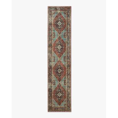 Santiago Crimson & Light Blue Rug - 75 x 365 cm - All-In-One Rug