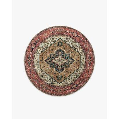 Santiago Camel & Scarlet Rug - 185 Round cm - All-In-One Rug