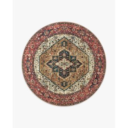 Santiago Camel & Scarlet Rug - 245 Round cm - All-In-One Rug