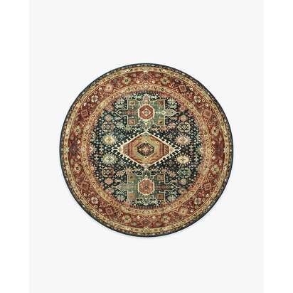 Avila Vintage Ink & Amber Rug - 185 Round cm - All-In-One Rug