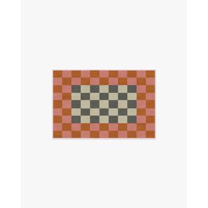 Checker Border Pink & Orange Rug by Jonathan Adler - 60 x 90 cm - All-In-One Rug