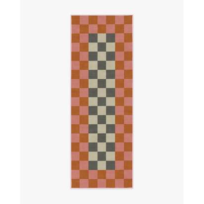 Checker Border Pink & Orange Rug by Jonathan Adler - 75 x 215 cm - All-In-One Rug