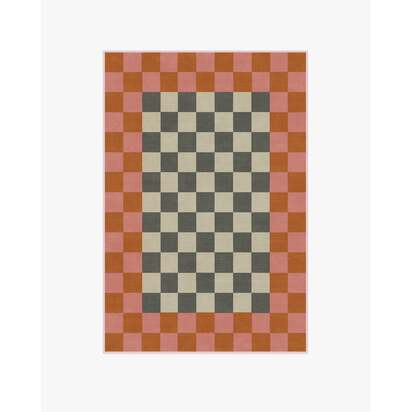 Checker Border Pink & Orange Rug by Jonathan Adler - 120 x 185 cm - All-In-One Rug