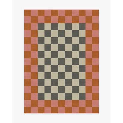 Checker Border Pink & Orange Rug by Jonathan Adler - 150 x 215 cm - All-In-One Rug