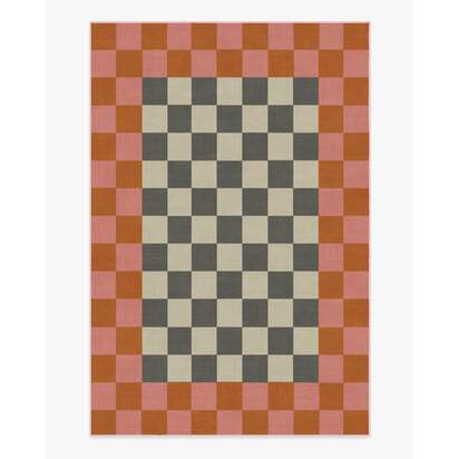 Checker Border Pink & Orange Rug by Jonathan Adler - 185 x 275 cm - All-In-One Rug