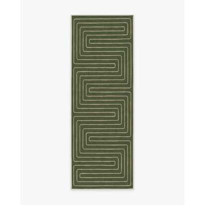 Labyrinth Fern Green Rug by Jonathan Adler - 75 x 215 cm - All-In-One Rug