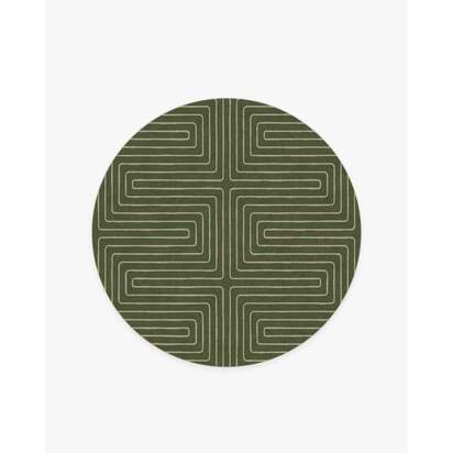 Labyrinth Fern Green Rug by Jonathan Adler - 185 Round cm - All-In-One Rug