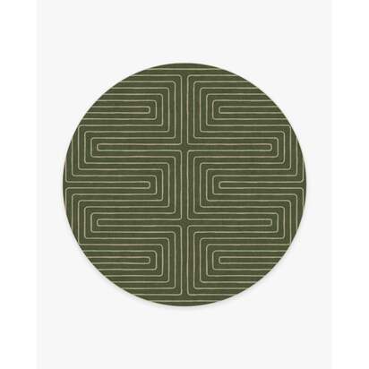 Labyrinth Fern Green Rug by Jonathan Adler - 245 Round cm - All-In-One Rug