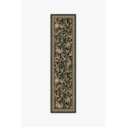 Bird & Pomegranate Soft Black Rug by Morris & Co. - 75 x 305 cm - All-In-One Rug