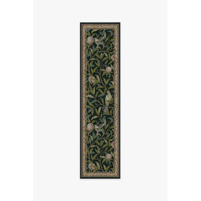 Bird & Pomegranate Teal Green Rug by Morris & Co. - 75 x 305 cm - All-In-One Rug