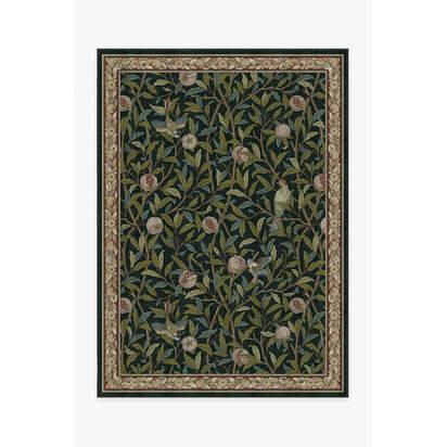 Bird & Pomegranate Teal Green Rug by Morris & Co. - 150 x 215 cm - All-In-One Rug