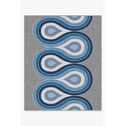 Milano Blue Steel Rug by Jonathan Adler - 245 x 305 cm - All-In-One Rug