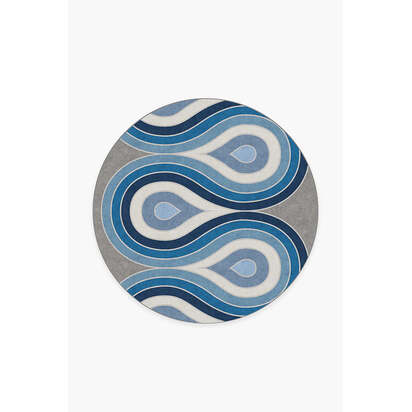 Milano Blue Steel Rug by Jonathan Adler - 185 Round cm - All-In-One Rug
