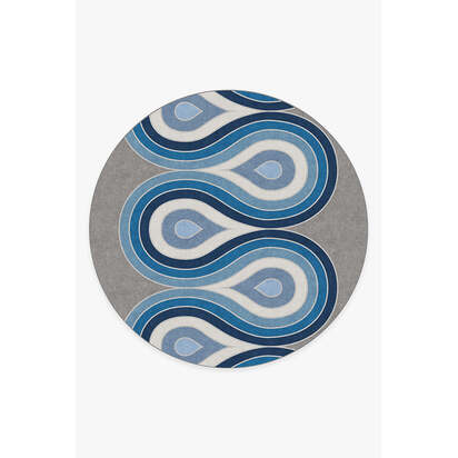 Milano Blue Steel Rug by Jonathan Adler - 245 Round cm - All-In-One Rug