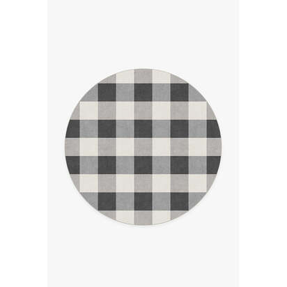 Buffalo Plaid Black & White Rug - 185 Round cm - All-In-One Rug