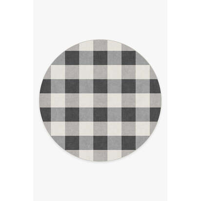 Buffalo Plaid Black & White Rug - 245 Round cm - All-In-One Rug