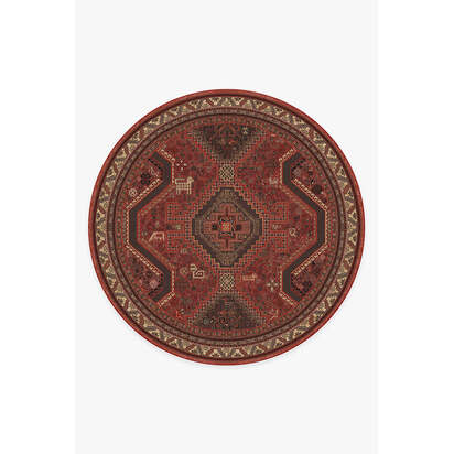 Zareen Scarlet Red Rug - 245 Round cm - All-In-One Rug