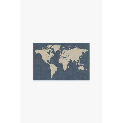 World Map Blue Rug - 60 x 90 cm - All-In-One Rug