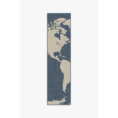 World Map Blue Rug - 120 x 185 cm - All-In-One Rug