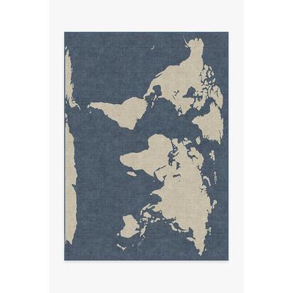 World Map Blue Rug - 150 x 215 cm - All-In-One Rug