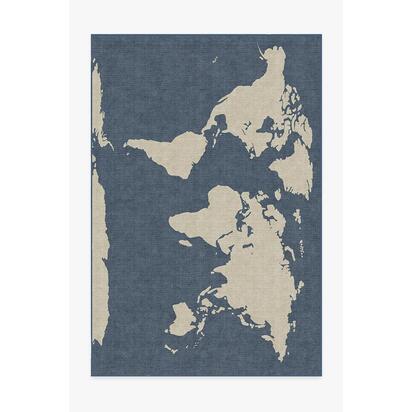 World Map Blue Rug - 185 x 275 cm - All-In-One Rug