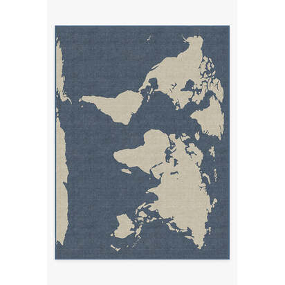 World Map Blue Rug - 275 x 365 cm - All-In-One Rug
