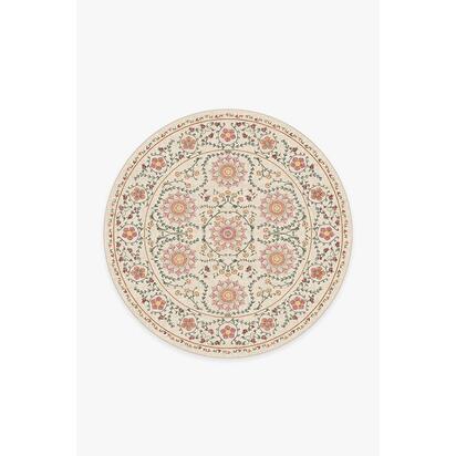 Suzani Coral Rug - 185 Round cm - All-In-One Rug