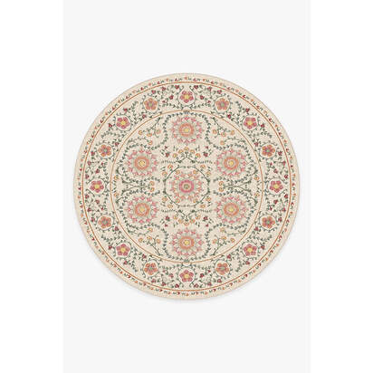 Suzani Coral Rug - 245 Round cm - All-In-One Rug