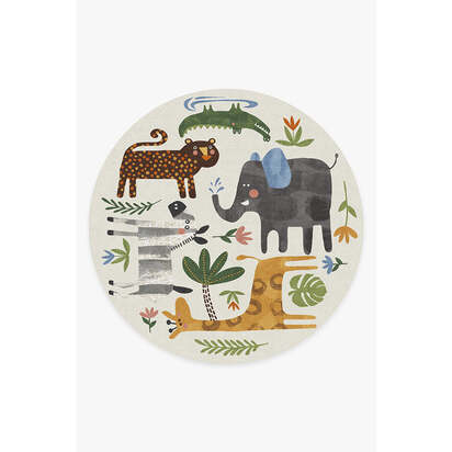 Jungle Safari Multicolour Rug - 245 Round cm - All-In-One Rug