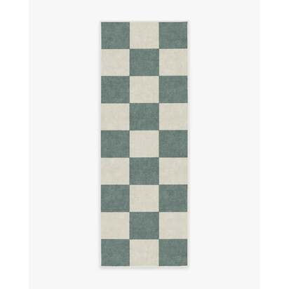 Jaque Checkered Slate Green Rug - 75 x 215 cm - All-In-One Rug