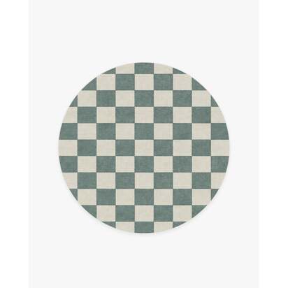 Jaque Checkered Slate Green Rug - 185 Round cm - All-In-One Rug