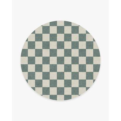 Jaque Checkered Slate Green Rug - 245 Round cm - All-In-One Rug
