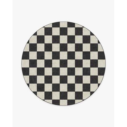 Jaque Checkered Black Rug - 245 Round cm - All-In-One Rug