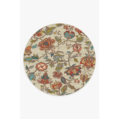 Frida Floral Natural Rug - 245 Round cm - All-In-One Rug