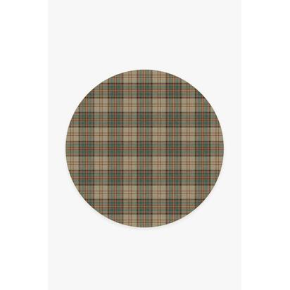 Dress Stewart Tartan Khaki Rug - 185 Round cm - All-In-One Rug