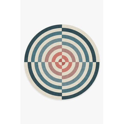 Op Art Teal Rug by Jonathan Adler - 245 Round cm - All-In-One Rug