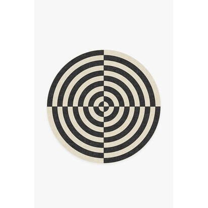 Op Art Charcoal Rug by Jonathan Adler - 185 Round cm - All-In-One Rug