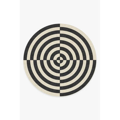 Op Art Charcoal Rug by Jonathan Adler - 245 Round cm - All-In-One Rug