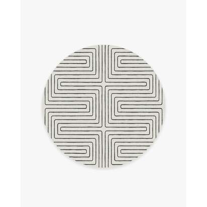 Labyrinth Black & Ivory Rug by Jonathan Adler - 185 Round cm - All-In-One Rug