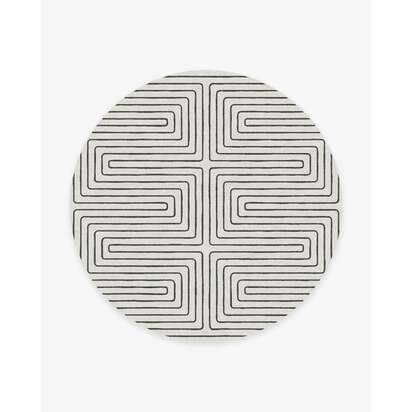 Labyrinth Black & Ivory Rug by Jonathan Adler - 245 Round cm - All-In-One Rug