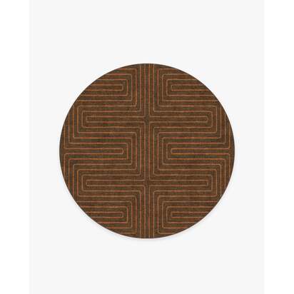 Labyrinth Brown & Orange Rug by Jonathan Adler - 185 Round cm - All-In-One Rug