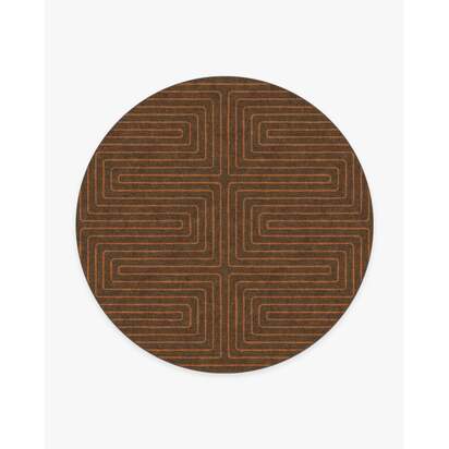 Labyrinth Brown & Orange Rug by Jonathan Adler - 245 Round cm - All-In-One Rug