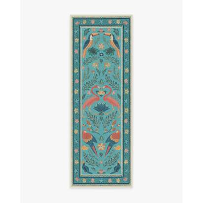 Birds Of A Feather Aqua Rug by Iris Apfel - 75 x 215 cm - All-In-One Rug